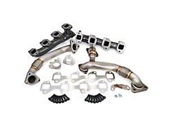 PPE High-Flow Exhaust Manifolds and Up-Pipe Kit; Black Ceramic (Late 07.5-10 6.6L Duramax Sierra 3500 HD)