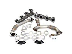 PPE High-Flow Exhaust Manifolds and Up-Pipe Kit; Raw (11-16 6.6L Duramax Sierra 3500 HD)