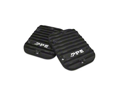 PPE Heavy Duty Cast Aluminum PTO Side Plate Covers; Black (01-16 6.6L Duramax Silverado 2500 HD)