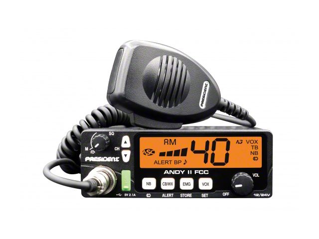 President Electronics Compact 40-Channel Mobile AM CB Radio with Weather and PA (Universal; Some Adaptation May Be Required)