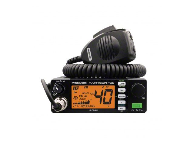 President Electronics Compact 40-Channel Mobile AM/FM CB Radio with Weather and PA (Universal; Some Adaptation May Be Required)