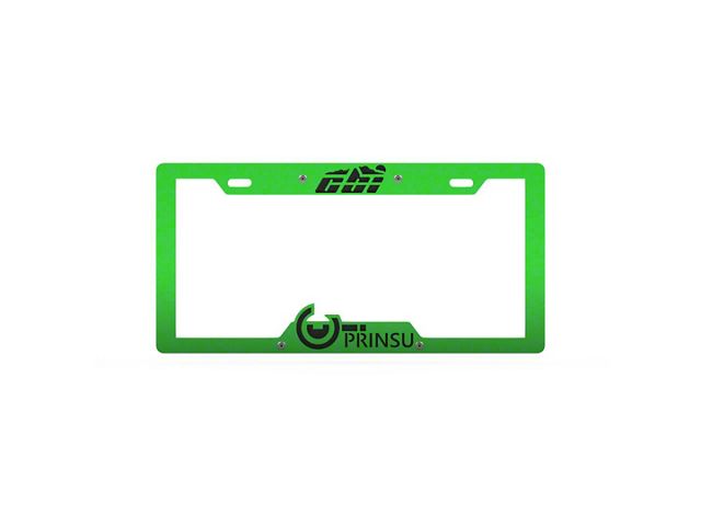 Prinsu License Plate Cover; Green/Black (Universal; Some Adaptation May Be Required)