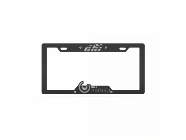 Prinsu License Plate Cover; Black/Gray (Universal; Some Adaptation May Be Required)