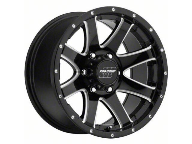 Pro Comp Wheels Patriot Gloss Black Milled 8-Lug Wheel; 20x9; 0mm Offset (20-24 Sierra 2500 HD)