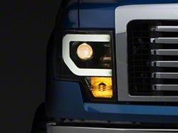 Light Bar DRL Projector Headlights; Black Housing; Clear Lens (09-14 F-150 w/ Factory Halogen Headlights)