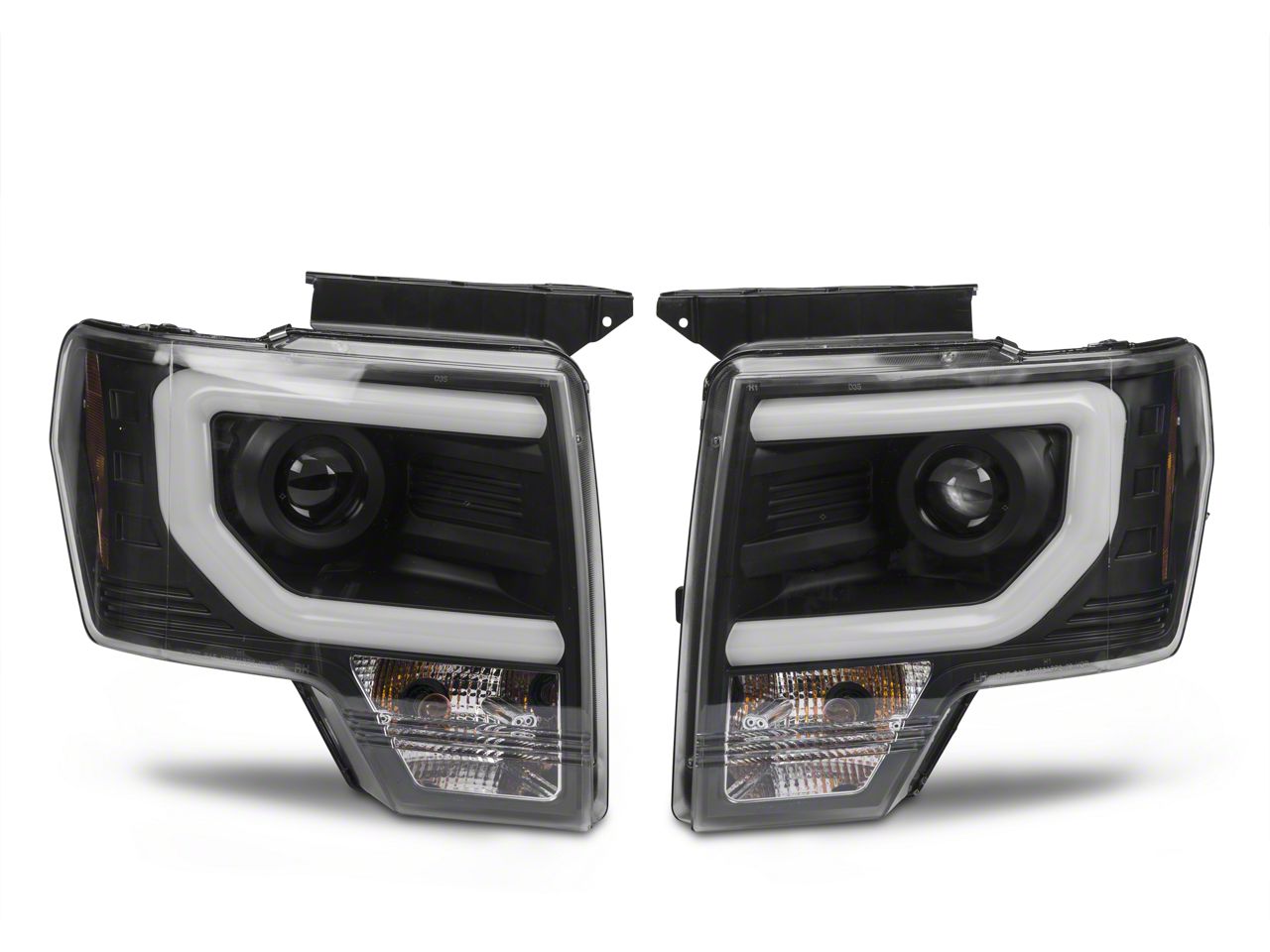 F 150 Light Bar Drl Projector Headlights Black Housing Clear Lens 09 14 F 150 W Factory 8919