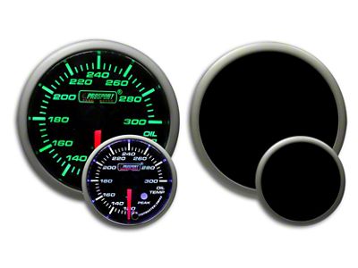 Prosport 52mm Premium Series Oil Temperature Gauge; Electrical; Green/White (Universal; Some Adaptation May Be Required)