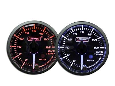 Prosport 52mm Premium Series White Pointer Exhaust Gas Temperature Gauge; Electrical; Amber/White (Universal; Some Adaptation May Be Required)