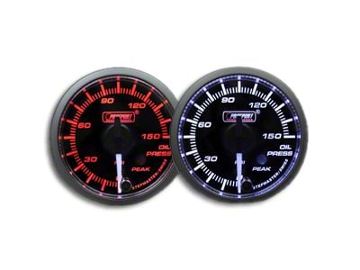 Prosport 52mm Premium Series White Pointer Oil Pressure Gauge; Electrical; Amber/White (Universal; Some Adaptation May Be Required)