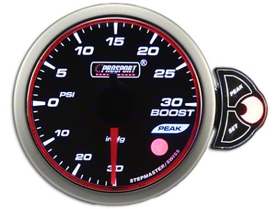 Prosport 52mm Halo Premium Series Boost Gauge; Electrical; 30 PSI; Blue/White/Amber (Universal; Some Adaptation May Be Required)
