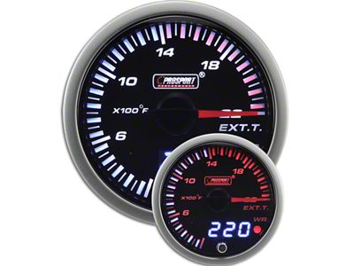 Prosport 52mm JDM Series Dual Display Exhaust Gas Temperature Gauge; Electrical; Amber/White (Universal; Some Adaptation May Be Required)