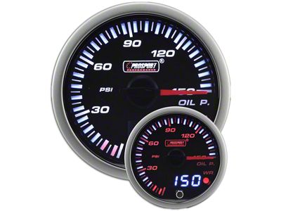 Prosport 52mm JDM Series Dual Display Oil Pressure Gauge; Electrical; Amber/White (Universal; Some Adaptation May Be Required)