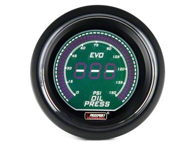 Prosport 52mm EVO Series Oil Pressure Gauge; Electrical; Green/White (Universal; Some Adaptation May Be Required)