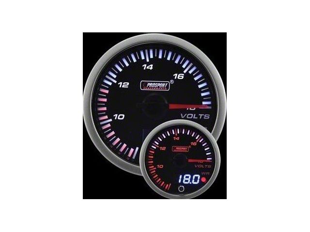 Prosport 52mm JDM Series Dual Display Volt Gauge; Electrical; Amber/White (Universal; Some Adaptation May Be Required)