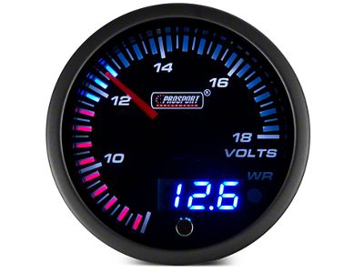 Prosport 60mm JDM Series Dual Display Volt Gauge; Electrical; Amber/White (Universal; Some Adaptation May Be Required)