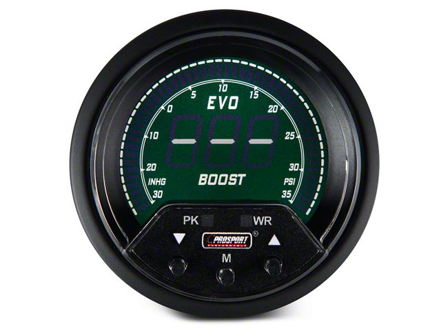 Prosport 60mm Premium EVO Series Boost Gauge; Electrical; 35 PSI; Blue/Red/Green/White (Universal; Some Adaptation May Be Required)