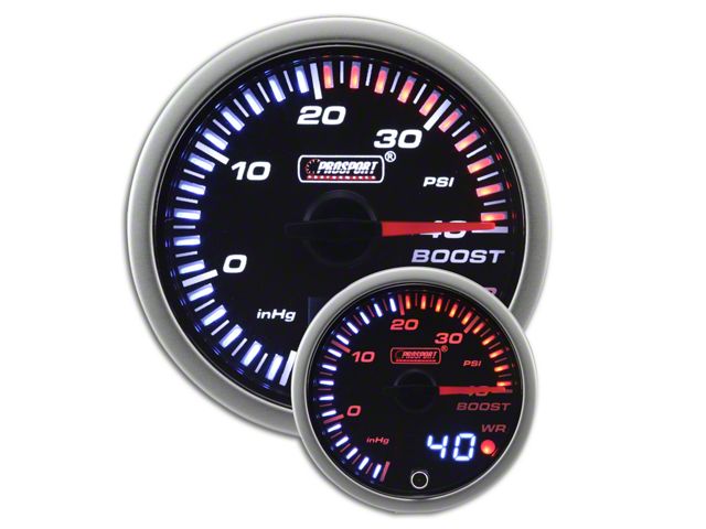 Prosport 52mm JDM Series Dual Display Boost Gauge; Electrical; Amber/White (Universal; Some Adaptation May Be Required)