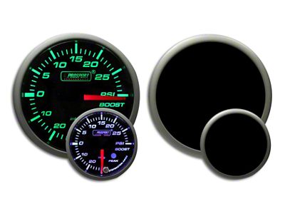 Prosport 52mm Premium Series White Pointer Boost Gauge; Electrical; Green/White (Universal; Some Adaptation May Be Required)