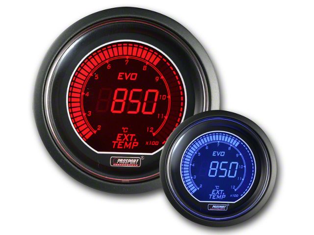 Prosport 52mm EVO Metric Series Exhaust Gas Temperature Gauge; Electrical; Blue/Red (Universal; Some Adaptation May Be Required)