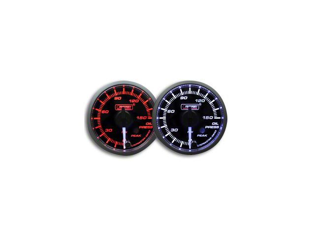 Prosport 52mm Premium Series White Pointer Oil Pressure Gauge; Electrical; Amber/White (Universal; Some Adaptation May Be Required)