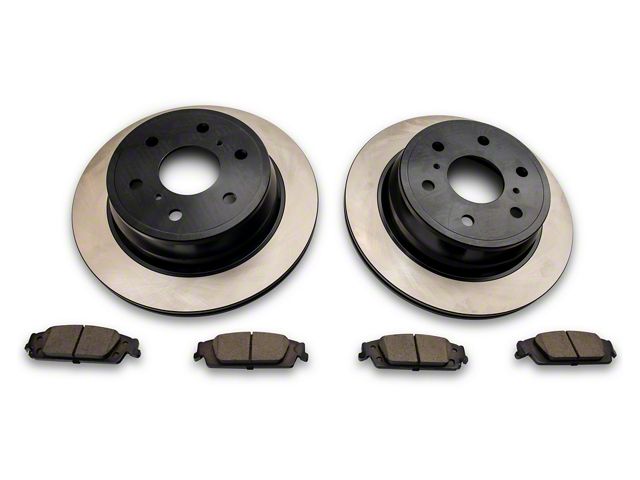 C&L OE Replacement Black Coated 6-Lug Brake Rotor and Pad Kit; Rear (14-18 Silverado 1500)