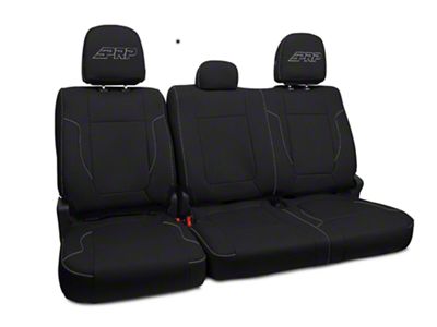 PRP Rear Seat Cover; Black and Silver (12-14 F-150 Raptor SuperCrew)