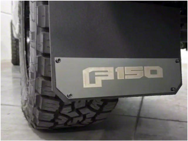 Putco Solid Mud Skins with F-150 Logo; High-Density Polyethylene; Rear (15-24 F-150)