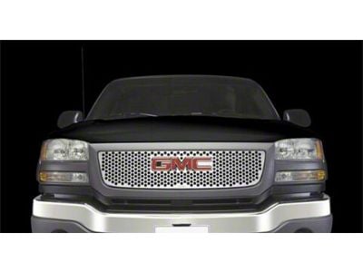 Putco Punch Design Upper Overlay Grille with Emblem Cutout; Polished (03-06 Sierra 2500 HD)