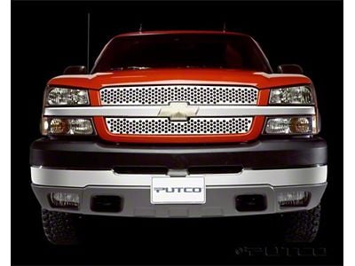 Putco Punch Design Upper Overlay Grilles; Polished (03-04 Silverado 2500 HD)