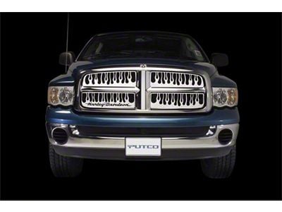 Putco Flaming Inferno Upper Overlay Grilles; Polished (05-06 Silverado 3500 HD)