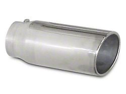 Pypes Angled Cut Rolled End Round Exhaust Tip; 5-Inch; Polished (Fits 3-Inch Tailpipe)