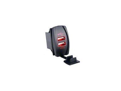 Quake LED Illuminated USB Rocker Switch; Red (Universal; Some Adaptation May Be Required)