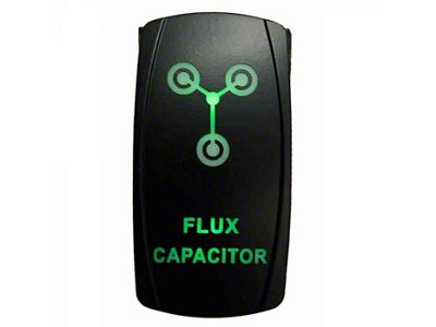 Quake LED 2-Way Flux Capacitor Rocker Switch; Green (Universal; Some Adaptation May Be Required)