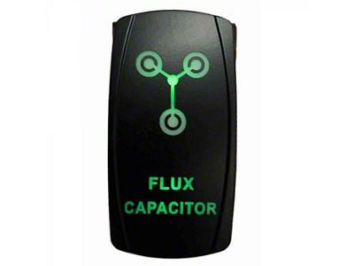 Quake LED 2-Way Flux Capacitor Rocker Switch; Green (Universal; Some Adaptation May Be Required)