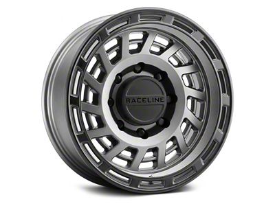 Raceline Halo Gunmetal with Black Lip 8-Lug Wheel; 18x9; 18mm Offset (01-06 Sierra 2500 HD)