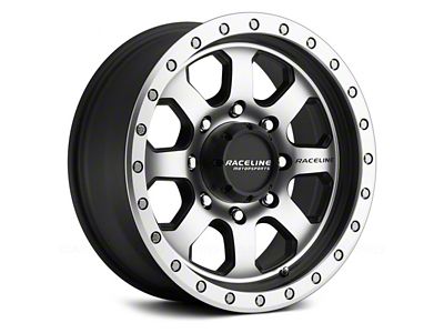 Raceline Avenger Black and Machined 8-Lug Wheel; 17x9; -12mm Offset (03-09 RAM 2500)