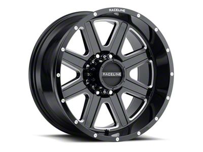 Raceline Hostage Gloss Black Milled 6-Lug Wheel; 18x9; 12mm Offset (07-13 Silverado 1500)