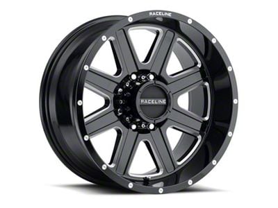 Raceline Hostage Gloss Black Milled 6-Lug Wheel; 18x9; 12mm Offset (14-18 Sierra 1500)