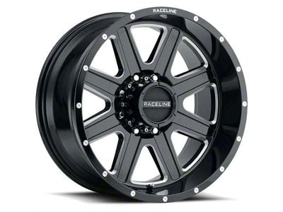 Raceline Hostage Gloss Black Milled 6-Lug Wheel; 20x9; 12mm Offset (15-20 F-150)