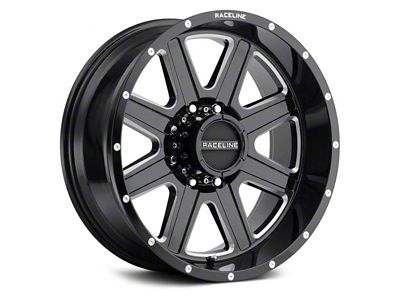 Raceline Hostage Gloss Black Milled 8-Lug Wheel; 20x9; 0mm Offset (23-24 F-350 Super Duty SRW)