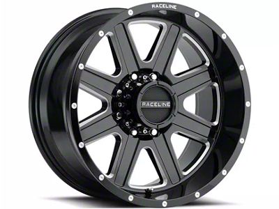 Raceline Hostage Gloss Black Milled 5-Lug Wheel; 20x10; -19mm Offset (94-01 RAM 1500)