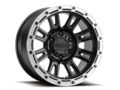 Raceline Compass Satin Black with Silver Ring 6-Lug Wheel; 17x9; -12mm Offset (23-24 Canyon)