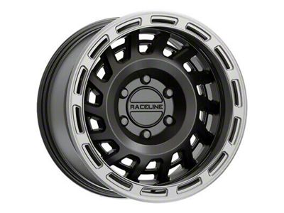 Raceline Halo Satin Black with Silver Ring 6-Lug Wheel; 18x9; 18mm Offset (23-24 Canyon)