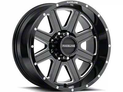 Raceline Hostage Gloss Black Milled 6-Lug Wheel; 20x9; 0mm Offset (23-25 Canyon)