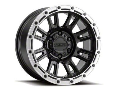 Raceline Compass Satin Black with Silver Ring 6-Lug Wheel; 18x9; 18mm Offset (21-24 F-150)