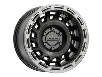 Raceline Halo Satin Black with Silver Ring 6-Lug Wheel; 18x9; 18mm Offset (21-25 F-150)