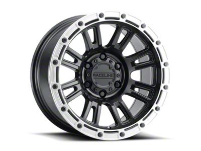 Raceline Compass Satin Black with Silver Ring 6-Lug Wheel; 18x9; -12mm Offset (19-24 RAM 1500)