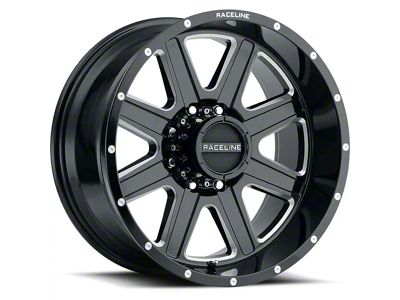 Raceline Hostage Gloss Black Milled 6-Lug Wheel; 20x10; -19mm Offset (19-24 Sierra 1500)