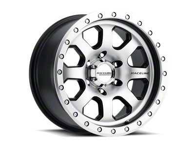 Raceline Avenger Black and Machined 8-Lug Wheel; 17x9; 20mm Offset (07-10 Sierra 2500 HD)