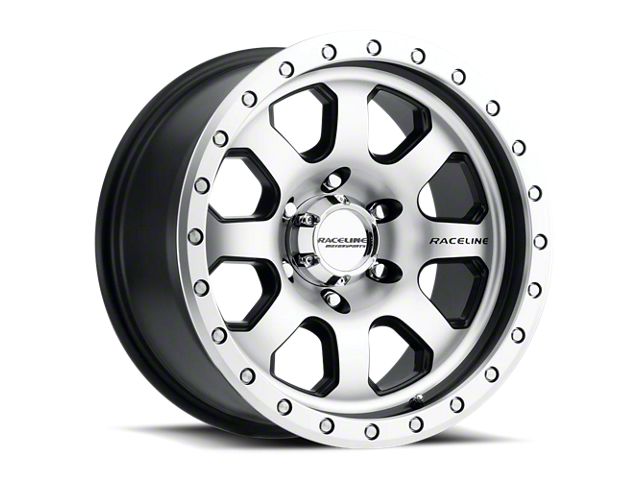 Raceline Avenger Black and Machined 8-Lug Wheel; 17x9; 20mm Offset (07-10 Sierra 3500 HD SRW)